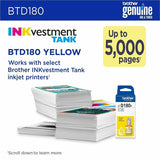 Brother Genuine BTD180Y High Yield Yellow Ink Bottle, 48.8 mL, 5000 Pages Yellow, Inkjet (BRTBTD180YS) Each