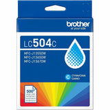 Brother Original Standard Yield Inkjet Ink Cartridge, Cyan, 500 pages (BRTLC504CS) Each