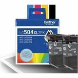 Brother Original High Yield Inkjet Ink Cartridge, Black, Twin-pack, 3,000 pages, 2/Pack (BRTLC504XL2PKS) Pack of 2