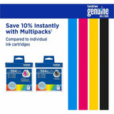 Brother Original High Yield Inkjet Ink Cartridge, Black, Twin-pack, 3,000 pages, 2/Pack (BRTLC504XL2PKS) Pack of 2