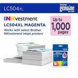 Brother Original High (XL) Yield Inkjet Ink Cartridge, 1000 Pages, Magenta (BRTLC504XLMS) Each