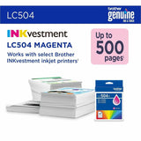 Brother Original Standard Yield Inkjet Ink Cartridge, Magenta, 500 pages (BRTLC504MS) Each