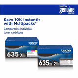 Brother TN635 Original Standard Yield Laser Toner Cartridge, 1800 Pages, Cyan, Magenta, Yellow, 3/Pack (BRTTN6353PK) Pack of 3