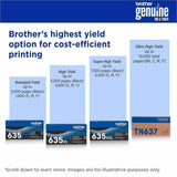 Brother TN637Y Original Ultra High Yield Laser Toner Cartridge, Yellow, 10,000 pages (BRTTN637Y) Each