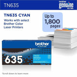 Brother TN635C Original Standard Yield Laser Toner Cartridge, 1800 pages, Cyan (BRTTN635C) Each