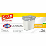 Glad Medium Drawstring Trash Bags with Clorox, Lemon Fresh Bleach, 8 gal, 26/Box, 6/Carton (CLO79316CT) Case of 600