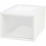 IRIS Stackable Storage Box Drawer, 19.6" x 15.7" x 11.5", White, Clear, 10.85 gal (IRS129777) Each