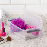 IRIS 6.2 QT Stack-and-Pull Storage Tote, External Dimensions: 14.1" x 8.1" x 4.6", Clear, Gray (IRS300008) Each