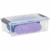 IRIS 6.2 QT Stack-and-Pull Storage Tote, External Dimensions: 14.1" x 8.1" x 4.6", Clear, Gray (IRS300008) Each