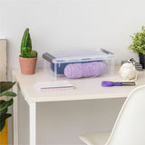 IRIS 6.2 QT Stack-and-Pull Storage Tote, External Dimensions: 14.1" x 8.1" x 4.6", Clear, Gray (IRS300008) Each