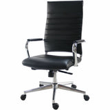 Lorell Tempo Modern Leather High-Back Executive Chair, Black (LLR63220) Each