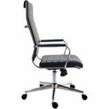 Lorell Tempo Modern Leather High-Back Executive Chair, Black (LLR63220) Each