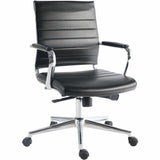 Lorell Tempo Modern Leather Mid-Back Manager Chair, Black (LLR63221) Each