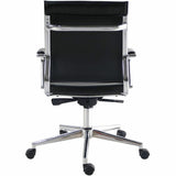 Lorell Tempo Modern Leather Mid-Back Manager Chair, Black (LLR63221) Each