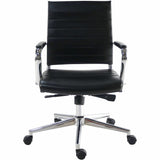 Lorell Tempo Modern Leather Mid-Back Manager Chair, Black (LLR63221) Each