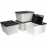 Storex Nesting File Totes, 22.7" x 18.3" x 12.9", 60 lb, Clear, Black, 16 gal, 4/Carton (STX00900U04CCT) Case of 4