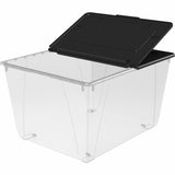 Storex Nesting File Totes, 22.7" x 18.3" x 12.9", 60 lb, Clear, Black, 16 gal, 4/Carton (STX00900U04CCT) Case of 4
