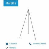 Lorell Presentation Easel, 20 lb Load Capacity, Aluminum, Steel, Metal, Black (LLR43027) Each
