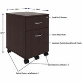 Lorell 2-Drawer Mobile File Cabinet, Espresso (LLR18247) Each