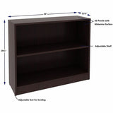 Lorell Essentials Espresso Laminate Bookcase, 36" Width x 12" Depth x 30" Height, Espresso (LLR18249) Each