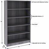 Lorell 5-Shelf Weathered Charcoal Laminate Bookcase, 36" Width x 12" Depth x 60" Height, Weathered Charcoal (LLR69631) Each