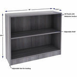 Lorell 2-Shelf Weathered Charcoal Laminate Bookcase, 36" Width x 12" Depth x 30" Height, Weathered Charcoal (LLR69630) Each