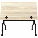 Lorell 48" x 23.6" Modern Elm/Black Flip-Up Training Table (LLR66377) Each