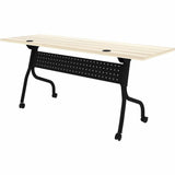 Lorell 72" x 23.6" Modern Elm/Black Flip-Up Training Table (LLR66375) Each
