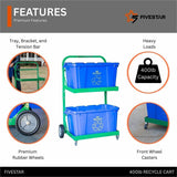 Five Star Products Recycling Cart for Bins, 220 lb Load Capacity, Aluminum, Green (FSP002) Each