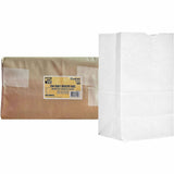 AJM #20 Squat White Paper Grocery Bags, Bleached Kraft, Grocery, Supplies, Recycled, 500/Carton (AJMWB20NP5CES) Case of 500