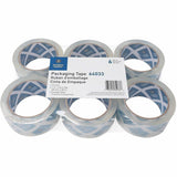 Business Source Crystal Clear Packaging Tape, 55 yd Length x 2" Width x 2.5 mil Thickness, 3" Core, Clear, 6/Pack (BSN64033) Pack of 6
