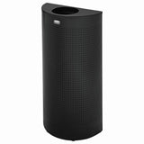 Rubbermaid Commercial Half Round Metallic Waste Receptacle, Open Top, 12 gal Capacity, 32" x 18" x 9", Steel, Textured Black (RCPSH12EPLTBK) Each