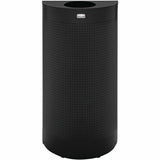 Rubbermaid Commercial Half Round Metallic Waste Receptacle, Open Top, 12 gal Capacity, 32" x 18" x 9", Steel, Textured Black (RCPSH12EPLTBK) Each