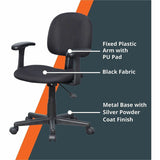NuSparc Multi-Task Chair, Black, Fabric Seat Material, Fabric Back Material, 5-star Base, Armrest (NPRFCH300FFFBK) Each