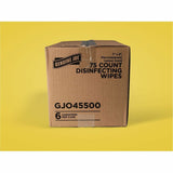 Genuine Joe Broad-Spectrum Disinfectant Wipes, Lemon Scent, 75 Wipes/Tub, 6 Tubs/Carton (GJO45500) Case of 6