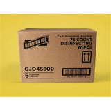 Genuine Joe Broad-Spectrum Disinfectant Wipes, Lemon Scent, 75 Wipes/Tub, 6 Tubs/Carton (GJO45500) Case of 6