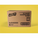Genuine Joe Broad-Spectrum Disinfectant Wipes, Lemon Scent, 75 Wipes/Tub, 6 Tubs/Carton (GJO45500) Case of 6