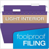 Business Source 1/5 Tab Cut Letter Hanging Folder, 8 1/2" x 11", Kraft, Purple, 25/Box (BSN14120) Case of 25