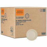 World Centric Compostable Fiber Plate, 6" Diameter, Food, Natural, Bamboo, 1000/Carton (WORPLSCU6LFP) Case of 1000