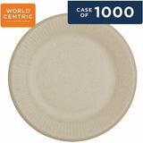 World Centric Compostable Fiber Plate, 6" Diameter, Food, Natural, Bamboo, 1000/Carton (WORPLSCU6LFP) Case of 1000