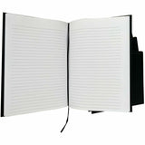 Business Source Hardbound Ruled Linen Journals, Hard Bound, Ruled Margin, Black Cover, 12/Carton (BSN10973CT) Case of 12