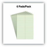 Business Source Green Tint Steno Notebook, 1 Subject, 6" x 9" Sheet Size, Green Cover, 6/Pack (BSN26743) Pack of 6