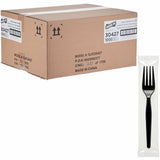 Genuine Joe Individually Wrapped Disposable Polystyrene Fork, Black, 1000/Carton (GJO30427) Case of 100
