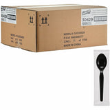 Genuine Joe Individually Wrapped Disposable Polystyrene Spoon, Black, 1000/Carton (GJO30429) Case of 100