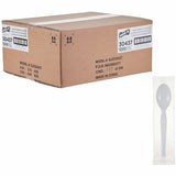 Genuine Joe Individually Wrapped Disposable Polystyrene Spoon, White, 1000/Carton (GJO30437) Case of 100