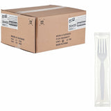 Genuine Joe Individually Wrapped Disposable Polystyrene Fork, White, 1000/Carton (GJO30435) Case of 100