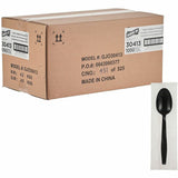 Genuine Joe Individually Warapped Heavy-Weight Polypropylene Spoon, Black, 1000/Carton (GJO30413) Case of 100