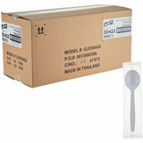 Genuine Joe Individually Warapped Heavy-Weight Polypropylene Soup Spoon, White, 1000/Carton (GJO30422) Case of 100