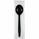Genuine Joe Individually Warapped Heavy-Weight Polypropylene Soup Spoon, Black, 1000/Carton (GJO30414) Case of 100