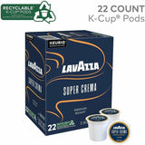 Lavazza K-Cup, Pod, Ground Super Crema K-Cup Coffee Pods, 0.4 oz, Medium, Kosher, 22/Box (GMT0911) Box of 22